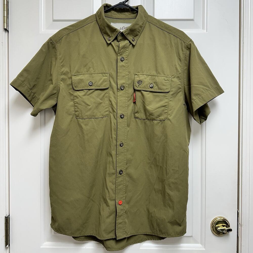 Duck Camp Wingshooting Large Olive Hunting Outdoor Utility Shirt Button Vented